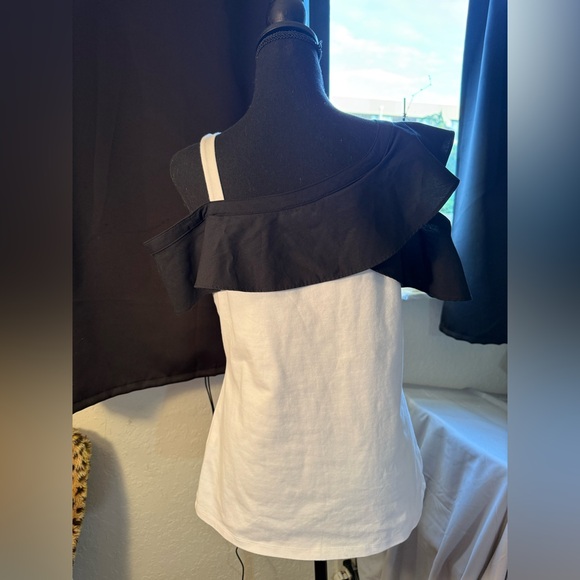 INC International Concepts Black and White Asymmetrical Top - Picture 3 of 13